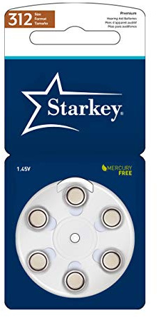Starkey Size 312 Premium Hearing Aid Batteries 60 Pack - Long Easy Tab - Mercury-Free - Zinc Air Technology - Made in USA - Plus Keychain Battery Case (60)