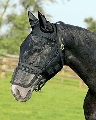 Fliegenschutzmaske Nasenschutz abnehmbar Mini Shetty ARBO-INOX® (Mini Shetty, Schwarz)