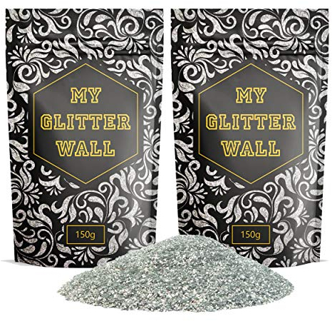 MyGlitterWall 300G Glitter for Paint for Walls - Silver Paint Glitter for Emulsion for Walls - Decorations Perfect for Indoors and Outdoors