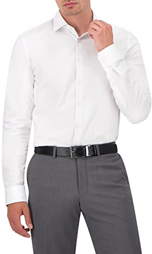 OLYMP Herren Businesshemd No. Six 24/Seven,Männer Hemd,Langarm,Einfarbig,Uni,super Slim,Urban Kent,bequem wie EIN T-Shirt,Weiss 00,37