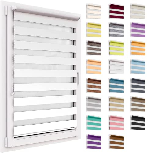 Tenda a rullo per interni, tende oscuranti per interni senza forare, doppio strato Giorno e Notte, per Finestra o Porta, facile Fissaggio a Clip Senza Viti, veneziane da interno 30x150cm