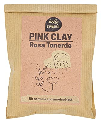 hello simple - Natur Rosa Tonerde aus Frankreich - Gesichtsmaske für ca. 20 Anwendungen - DIY Pink Clay für Trockenshampoo, Haarkur uvm.