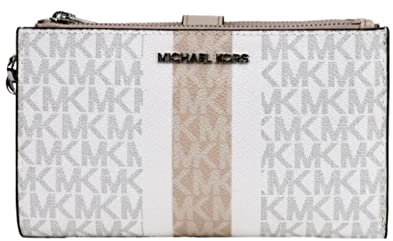 Michael Kors Jet Set Travel Double Zip Wristlet - Signature PVC (LT SAND MLTI)