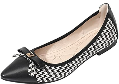 MACHSWON Ballerina platta skor dam slip-on fluga elegant spetsig tå klassisk bekväm balettklänning pumps, svart 3, 39 EU