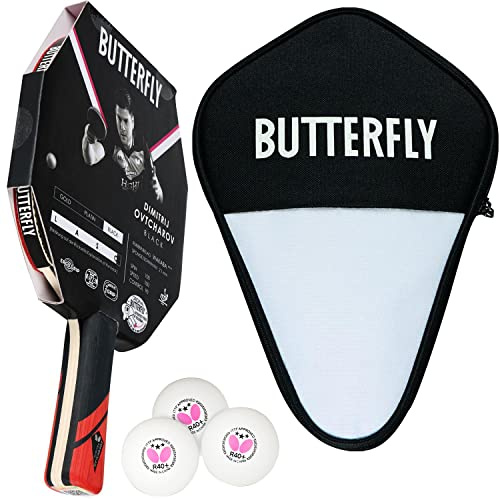 Butterfly® Dimitrij Ovtcharov Black Tischtennisschläger | Eva-Technologie | ITTF zertifizierter Wakaba Belag 2,1mm Schwamm |Tischtennis Racket Bat TT Profi Schläger für fortgeschrittene Spieler
