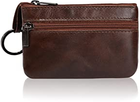 PLABBDPL Echt Leder Auto-Schlüssel Herren Schlüsseletui, Damen Keyring Kartenfach Geldfach,Hochwertig Design Schlüsselanhänger Mäppchen(Braun)