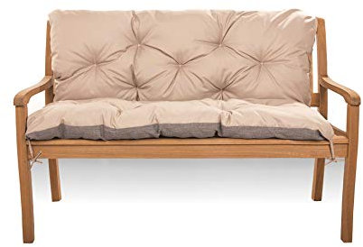 Cojín de asiento para columpio de Hollywood, cojín de banco para exteriores, columpio de jardín, con respaldo (160 x 50 x 50 cm, beige)