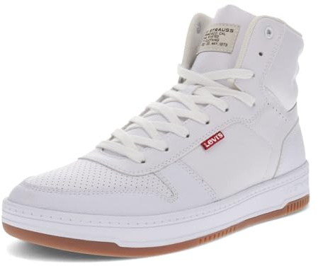 Levi's Mens Drive Hi Synthetic Leather Casual Hightop Sneaker Shoe, White/Gum, 10 M