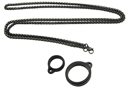 The Jungle Lanière - Porte-clés anti-perte avec anneaux Vap - Collier en acier inoxydable - Cintre en métal + anneaux en silicone (couleur noire)