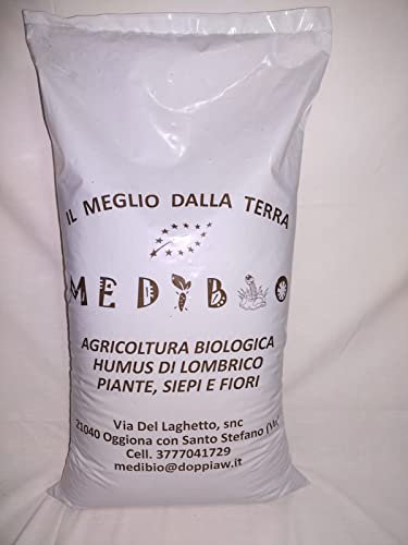 MEDIBIO Lombricompost, 40 Litri, Ottima Base per Lombricoltura, Compostaggio, Ingrasso Orto, Rigenerante Terra, Super Fertilizzante Organico, 1 Sacco contiene 1 Kg circa di Lombrichi Vivi (3 Sacchi)
