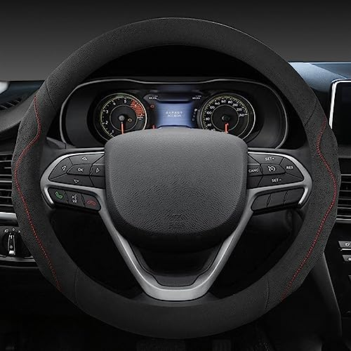 Lenkradabdeckung Auto-Zubehör, Hochwertiges Leder, Auto-Lenkradbezug Für Jeep Für Wrangler 2020 (Color : Black)