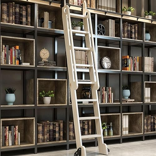 Schiebe-Scheunentor-Komplettset mit Beschlägen für Bücherregale im Home Office (ohne Leiter) | Rollleiter-Hardware | Bibliotheks-Schiebeleiter-Hardware-Kit | Runde Schiene/Schiene