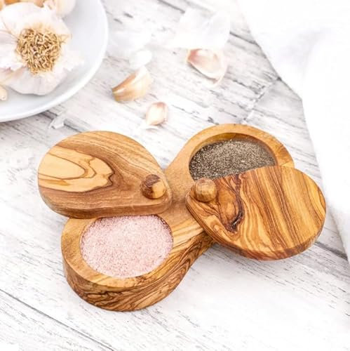 Salt- och pepparbehållare, kryddbehållare, olivträ
