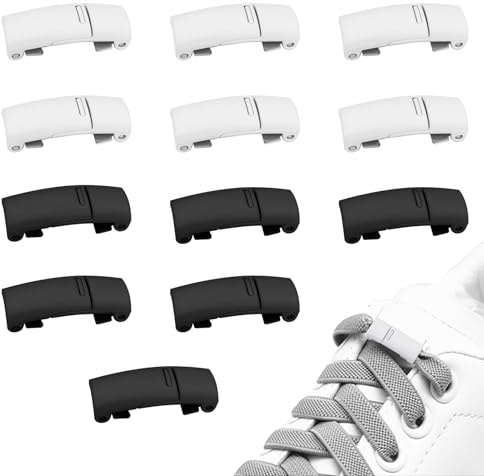 Hengxinchen 12 lacci magnetici bianchi con chiusura rapida rapida per adulti, scarpe da ginnastica e tempo libero