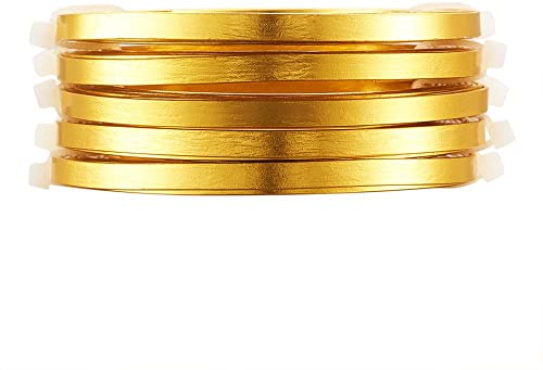 Basteldraht 5 Rollen flacher Aluminiumdraht Streifendraht for die Schmuckherstellung DIY Silber Golden PeachPuff 3 x 1 mm 5 x 1 mm ca. 2 m/Rolle (Color : 5x1mm Goldenrod)