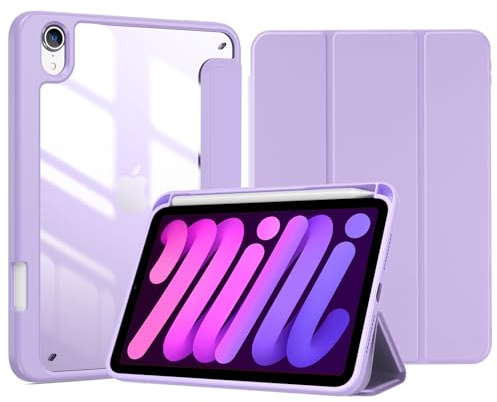 ProCase Smart Case for iPad Mini 7/6 8.3 -Purple | Protective Cover with Pencil Holder for iPad Mini 7th A17 Pro 2024 / Mini 6th 2021