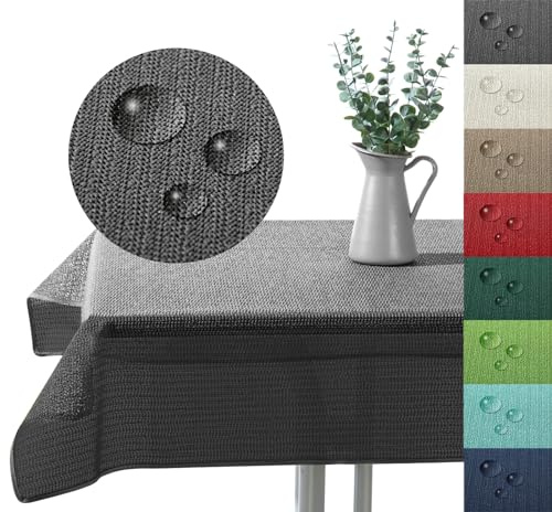 Outdoor Tischdecke Gartentischdecke wasserfest wetterbeständig rutschfest waschbar Outdoortischdecke Weichschaum Garten Balkon Camping Party Tischdeko Typ883 grau 130x160 cm eckig