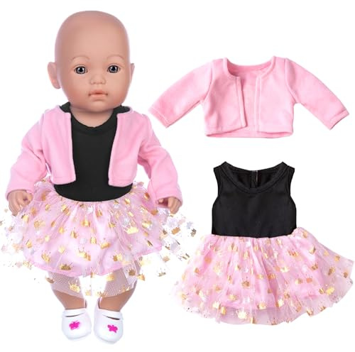 Baby Puppe Kleidung Set mit Mantel und Kleid für 43cm / 17 Zoll Neugeborene Babypuppen (Keine Puppe)