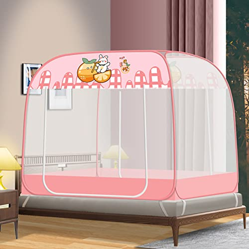 Pop-Up-Moskitonetz mit Reißverschluss, Doppeltür, Anti-Mücken-Zelt, langlebig, großes Campingzelt, faltbares Design mit Boden, einfach aufzubauen für Reisen und Zuhause (B, 180 x 200 x 165 cm)