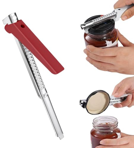 Effortless Arthritis Jar Opener, Can Opener Manual Lid Opener, Multifunctional Lid Opener for Weak Hands Seniors (1, Red)