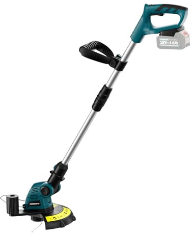 KIESBOHR Garten Akku-Rasentrimmer Kompatibel mit Makita 18V Akkus, CSD001 String Trimmer mit Nylon Trimmerfaden, 25 cm Schnittkreis, Verstellbarem Griff und Pflanzenschutzbügel(ohne Akku)