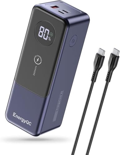 EnergyQC 120W 27000mAh Laptop Portable Power Bank Fast Charging Battery Pack with USB C Outputs & Inputs Compatible with iPhone 16/15/14/13 Series, Samsung, Dell, and More (65W)