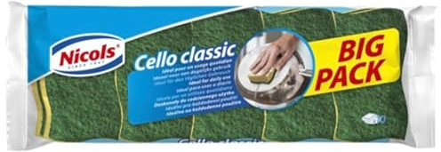 NICOLS - Pack de 10 Éponges Écologiques Réutilisables en Cellulose Biodégradables - Ultra Absorbantes et Durables - Nettoient Intensivement sans Rayer - Idéales pour Un Nettoyage Écoresponsable