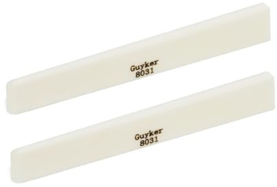 Guyker Lot de 2 sillets en os vierges pour mandoline, banjos, ukulélé, guitare électrique, folk, acoustique, folk, 80 x 3 x 11 mm, blanc 8031