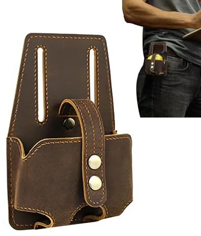 Étui à mètre ruban – Porte-mètre ruban en cuir – Sac holster à fixer à la ceinture, pour électricien