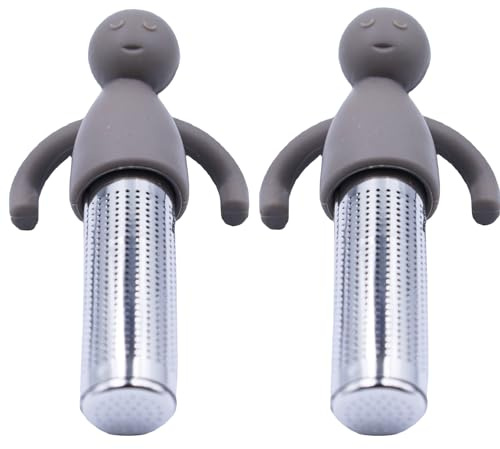GDJIAJT 2 filtri da tè, infusore per tè sfuso, filtro da tè in acciaio inox 304, filtro da tè con manici colino da tè, uovo divertente per tazze, teiera, mulling spezie, per tazze e teiere