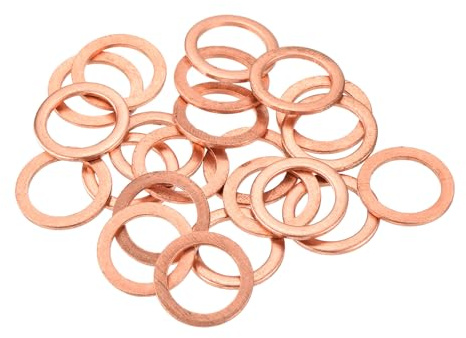 QUARKZMAN 22Pz Rondelle Rame, 10x14x1mm Rondelle di Tenuta Piatte Piana Metrica in Rame per Guarnizioni a Compressione per Raccordi Idraulici viti Bullone Dado Guarnizioni Idrauliche