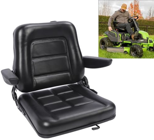 Aramox Asiento de Tractor, Accesorios de Asiento de Piel Sintética de PVC con Interruptor de Recortador y Control Deslizante para Cortacésped Minicargador 47 Cm / 18,5 Pulgadas X 42 Cm