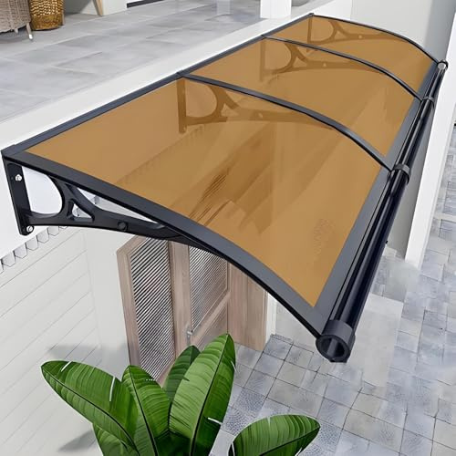 Auvent porte d'entree,auvent de porte,marquise de porte,marquise porte d'entree,Marquise de porte exterieur,store balcon,auvent pour porte d'entrée,auvent latéral de voiture,auvent(Brown,120x100cm/47.