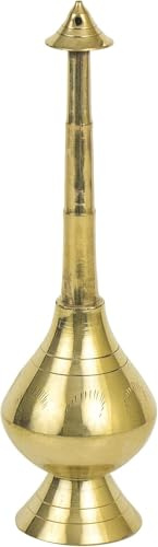 Brass Sprinkler Bottle for Holy Water, Gangajal and Perfume Gulab Pash Rose Brass Water Paneer Sombu –(Small, 8 Inch) by SKT Global