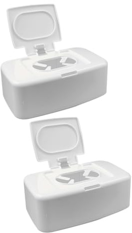 BESTOYARD 2 Stück-Pack Tragbare Feuchttücherbox aus Weißem Pp Einfache Reinigung Wiederverwendbar für Reise und Badezimmer Moderner Minimalistischer Feuchttuchspender