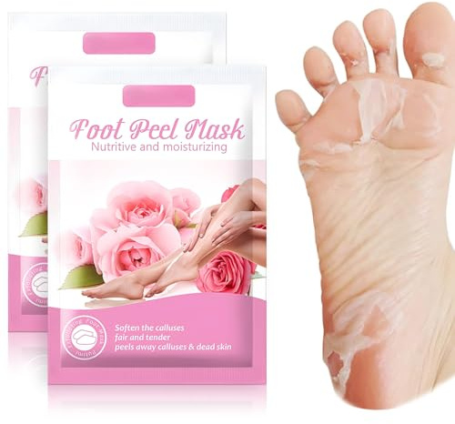 Dabacc Foot Peel Mask, 2 Pairs Feet Exfoliating Mask, Foot Peel Mask for Hard Skin, Moisturizing Socks, Restoring Cracked Heel Dead, Dry Skin, Removes Dead Skin & Repairs Heels for Soft Feet - Rose
