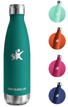 Isolierflasche 500ml, Thermosflasche, Thermoskanne BPA-Frei, Vakuum Edelstahl Trinkflasche, BPA-Frei Wasserflasche für Sport, Reisen, Jungs
