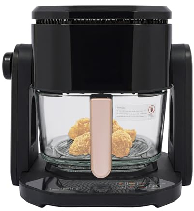 Friggitrice ad aria calda, 1200 W, 4,5 l, aria condizionata, fresata, sana per la casa e la cucina, grande capacità, può essere utilizzata per cuocere e cuocere vari alimenti (nero)