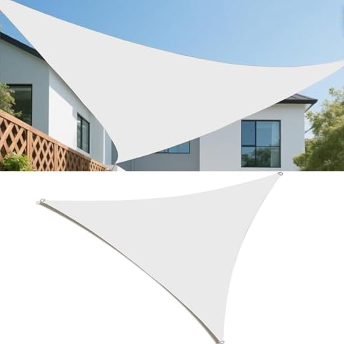 Tenda a Vela Parasole Vele Ombreggianti 6x6x8.5M Impermeabile Triangolare Vele Parasole da Giardino Protezione Solare Schermo UV con funi di Tensione per Terrazze Balconi Bianco
