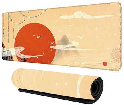 HFDTGD Gran Base Impermeable de 900x400mm para Ratones Ópticos Alfombrilla Gaming con Arte Japonés o Imagen Personalizada Costuras Reforzadas y Superficie Suave Antifricción