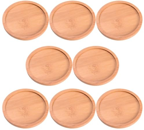 Soucoupes Rondes pour Pots de Fleurs D'intérieur en Bambou, Lot de 8 | Collectent L'excès D'eau, Haute Dureté, Peu Cassantes, pour Plantes Succulentes et Bonsaï, Usage Intérieur