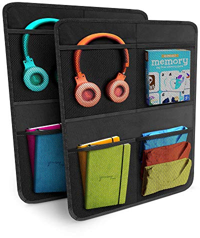 Systemoto Auto Organizer Rücksitz Kinder (2 Stück) mit Extra Großen Taschen - Autositzschoner für Rückenlehne Sitz - Sitzschutz für Autositz und Rückenlehnenschutz