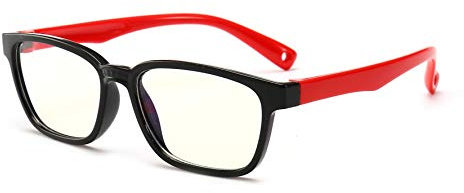 FOURCHEN Optics Lunette Anti Lumiere Bleue pour enfant - Lunettes Gaming PC Mobile TV - Filtre Anti Fatigue Anti UV Anti Lumière Bleue (blackred)