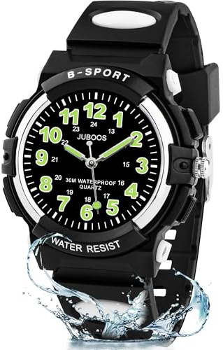 Juboos Kids Analog Watch, Childrens Waterproof Quartz Watch for 5-14 Years Old Boys Girls Time Teaching Sports Outdoor Wirstwatch