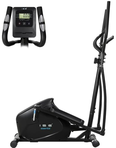 ISE Velo Elliptique d'Appartement Sport Maison, Vélo Elliptique Magnétique 8 Niveaux Résistance, Velo Elliptique Ergonomie Crosstrainer avec Impulsion, Poids d’Inertie 8KG, Vélos Elliptiques Ecran LCD