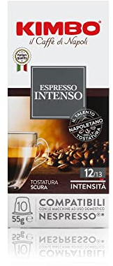 Kimbo Intenso - Capsule Caffè Compatibili Nespresso, Intensità 12/12, 10 Astucci da 10 Capsule (Totale 100 Capsule)