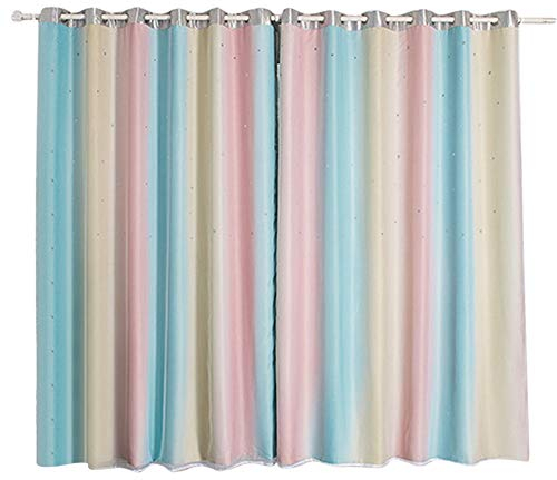 HERCHR Stars Opaco Cortinas para Niños Dormitorio, Cortinas Opacas de Estrellas, Cortinas de Dormitorio Infantil con 2 Paneles, Doble Capa Cortinas Dormitorio Habitación Infantil para Salón