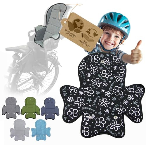 BAMBINIWELT Ersatzbezug Sitzkissen Bezug Auflage für Fahrradsitz kompatibel mit Römer Jockey Design MOD 5 (Flowers schwarz)