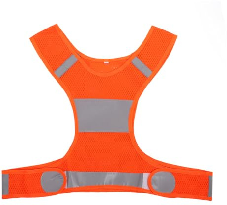 Joyzan Reflective Safety Vest, High Visibility Running Vests Mens Hi Vis Orange Fluorescent Waistcoat Sports Jacket Workwear Reflector Clothing for Outdoor Night Cycling Hiking Biking Walking