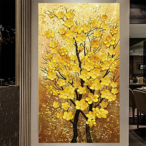 Groß DIY 5D Diamant Malerei Kit Malen nach Zahlen, Geldbaum 24x48in Diamant Gemälde Kits für Erwachsene,Diamond Painting Strass Stickerei Kreuzstich Kunst Basteln Leinwand Wand Décor60x120cm